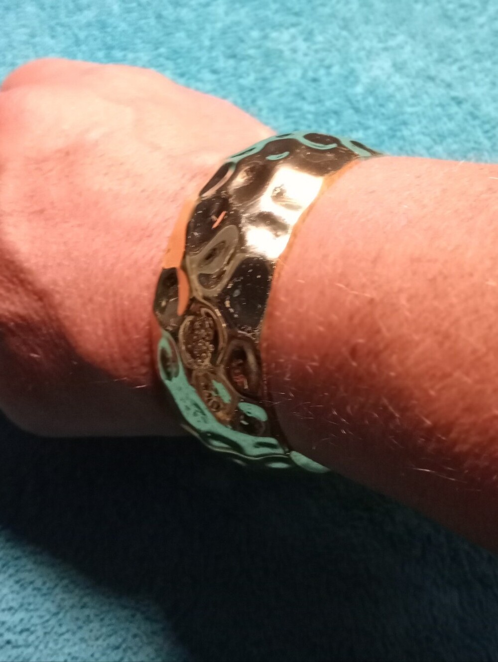 Gold Hammered Hinged Cuff Bracelet - Women Jewelry